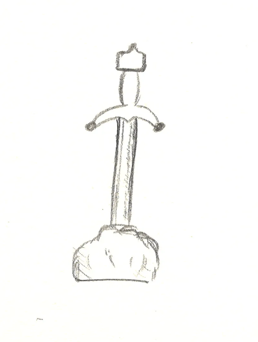 A sword in a stone, pencil